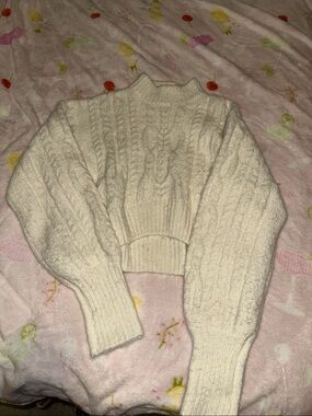 Forever 21 Cream Cable-Knit Turtleneck Sweater
